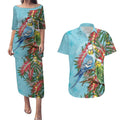 Blue Budgies on Callistemon Couples Matching Puletasi and Hawaiian Shirt Merry Christmas Aussie - Aussie Hoodie