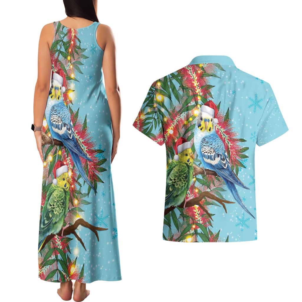 Blue Budgies on Callistemon Couples Matching Tank Maxi Dress and Hawaiian Shirt Merry Christmas Aussie - Aussie Hoodie
