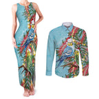 Blue Budgies on Callistemon Couples Matching Tank Maxi Dress and Long Sleeve Button Shirt Merry Christmas Aussie - Aussie Hoodie