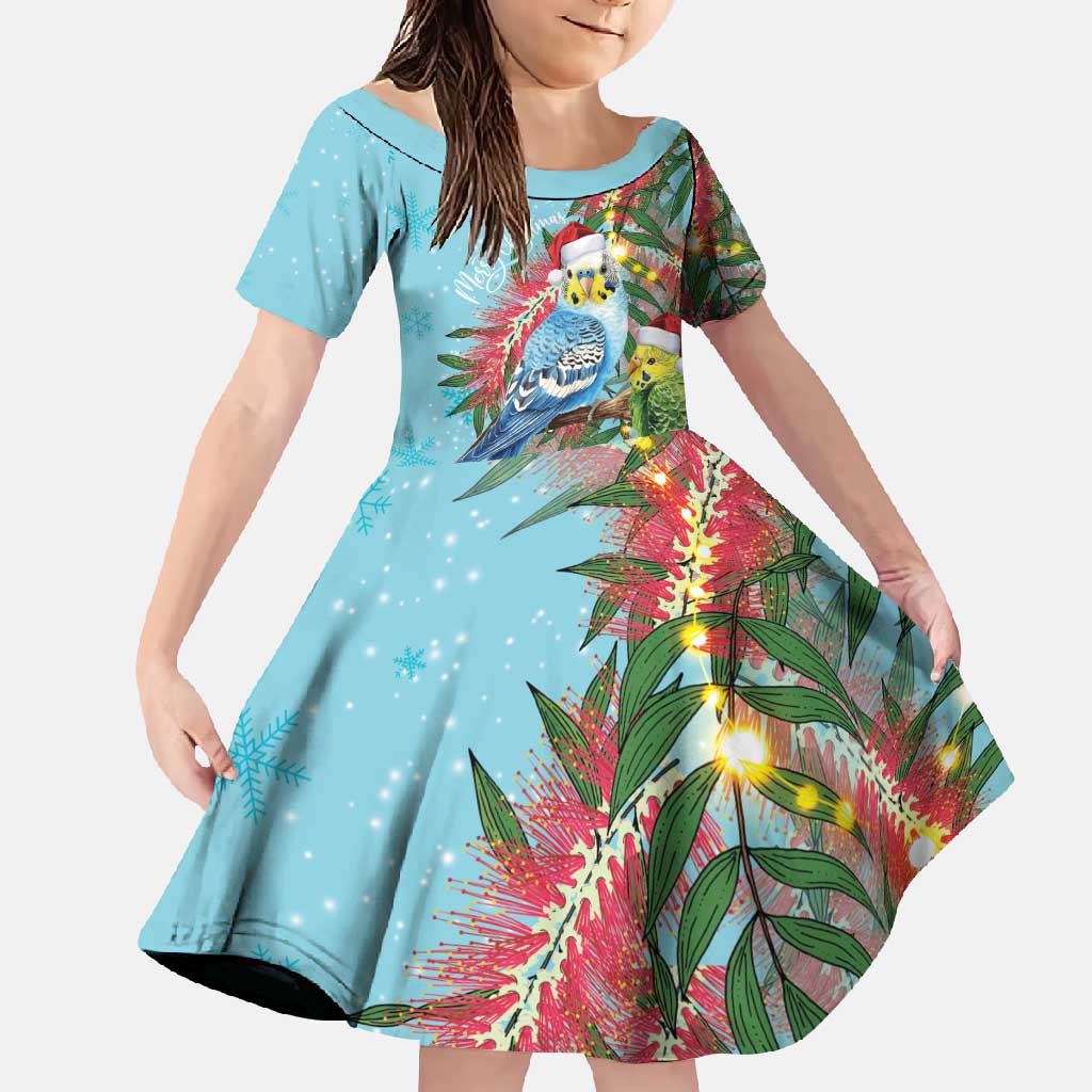 Blue Budgies on Callistemon Family Matching Long Sleeve Bodycon Dress and Hawaiian Shirt Merry Christmas Aussie - Aussie Hoodie