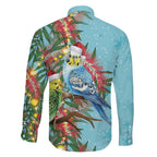 Blue Budgies on Callistemon Family Matching Long Sleeve Bodycon Dress and Hawaiian Shirt Merry Christmas Aussie - Aussie Hoodie