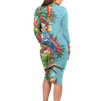 Blue Budgies on Callistemon Family Matching Long Sleeve Bodycon Dress and Hawaiian Shirt Merry Christmas Aussie - Aussie Hoodie