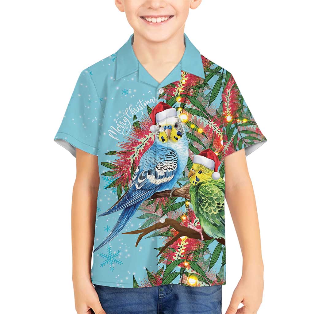 Blue Budgies on Callistemon Family Matching Long Sleeve Bodycon Dress and Hawaiian Shirt Merry Christmas Aussie - Aussie Hoodie