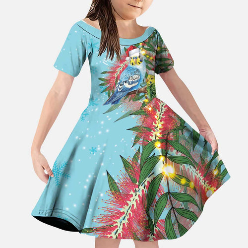 Blue Budgies on Callistemon Family Matching Mermaid Dress and Hawaiian Shirt Merry Christmas Aussie - Aussie Hoodie