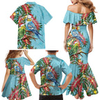 Blue Budgies on Callistemon Family Matching Mermaid Dress and Hawaiian Shirt Merry Christmas Aussie - Aussie Hoodie