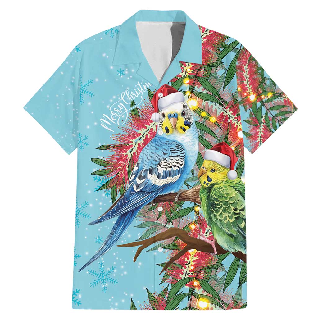 Blue Budgies on Callistemon Family Matching Mermaid Dress and Hawaiian Shirt Merry Christmas Aussie - Aussie Hoodie