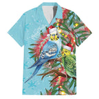 Blue Budgies on Callistemon Family Matching Mermaid Dress and Hawaiian Shirt Merry Christmas Aussie - Aussie Hoodie