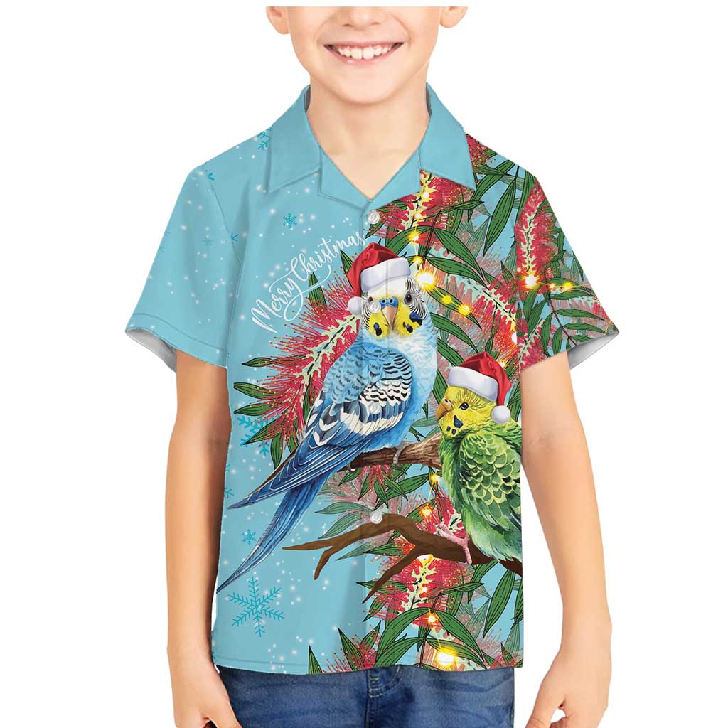 Blue Budgies on Callistemon Family Matching Mermaid Dress and Hawaiian Shirt Merry Christmas Aussie - Aussie Hoodie