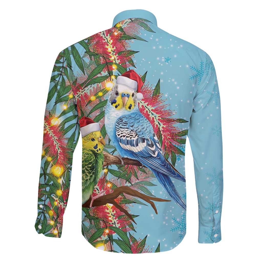 Blue Budgies on Callistemon Family Matching Off Shoulder Maxi Dress and Hawaiian Shirt Merry Christmas Aussie - Aussie Hoodie