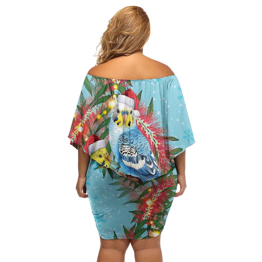 Blue Budgies on Callistemon Family Matching Off Shoulder Short Dress and Hawaiian Shirt Merry Christmas Aussie - Aussie Hoodie