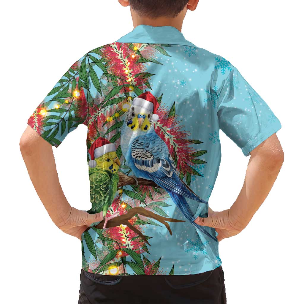 Blue Budgies on Callistemon Family Matching Puletasi and Hawaiian Shirt Merry Christmas Aussie - Aussie Hoodie