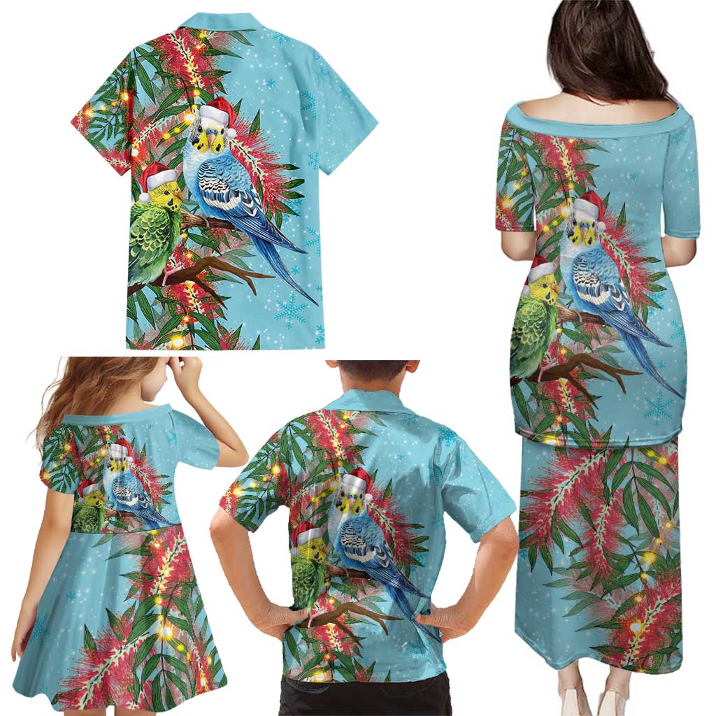 Blue Budgies on Callistemon Family Matching Puletasi and Hawaiian Shirt Merry Christmas Aussie - Aussie Hoodie