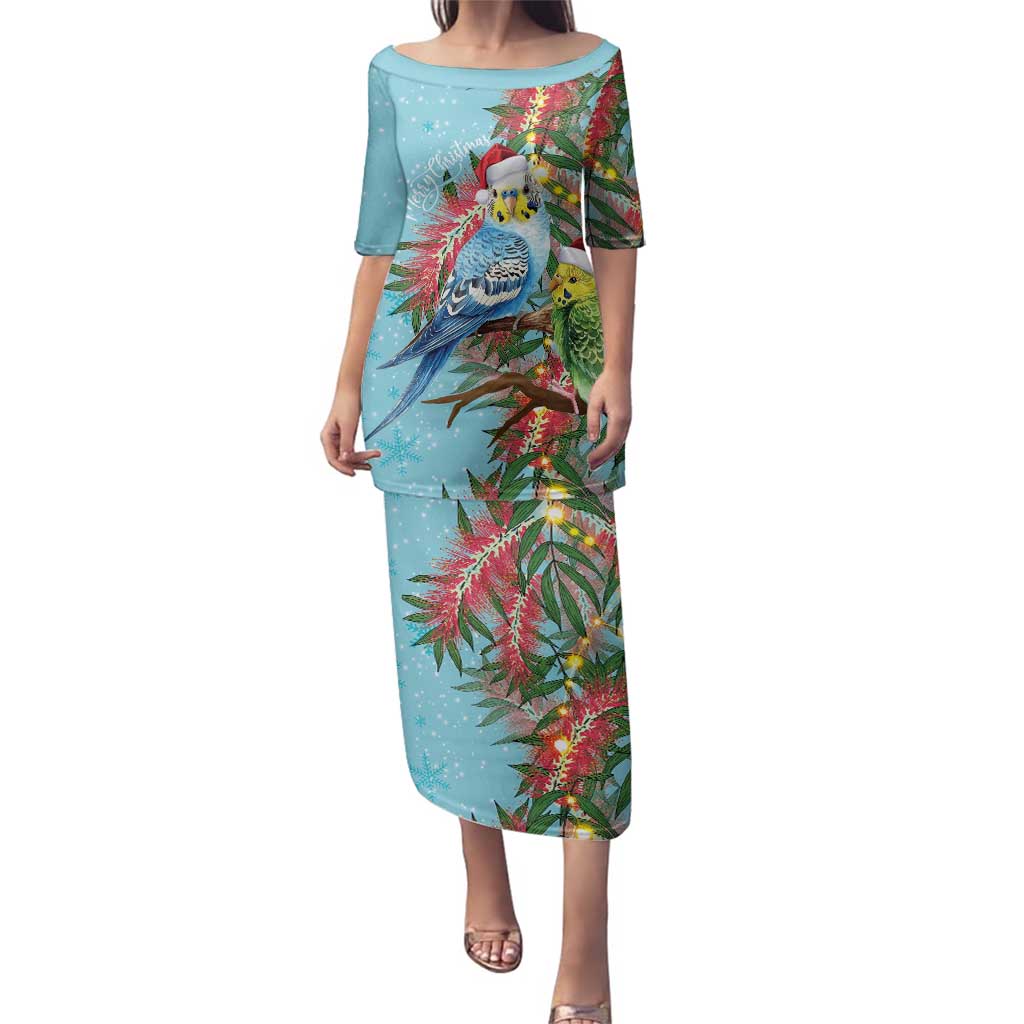 Blue Budgies on Callistemon Family Matching Puletasi and Hawaiian Shirt Merry Christmas Aussie - Aussie Hoodie