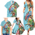 Blue Budgies on Callistemon Family Matching Summer Maxi Dress and Hawaiian Shirt Merry Christmas Aussie - Aussie Hoodie