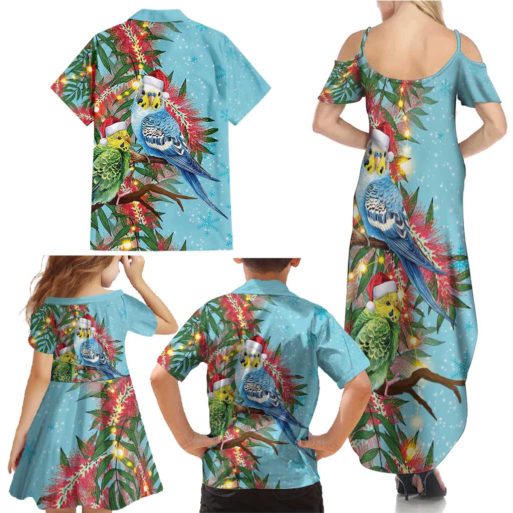 Blue Budgies on Callistemon Family Matching Summer Maxi Dress and Hawaiian Shirt Merry Christmas Aussie - Aussie Hoodie