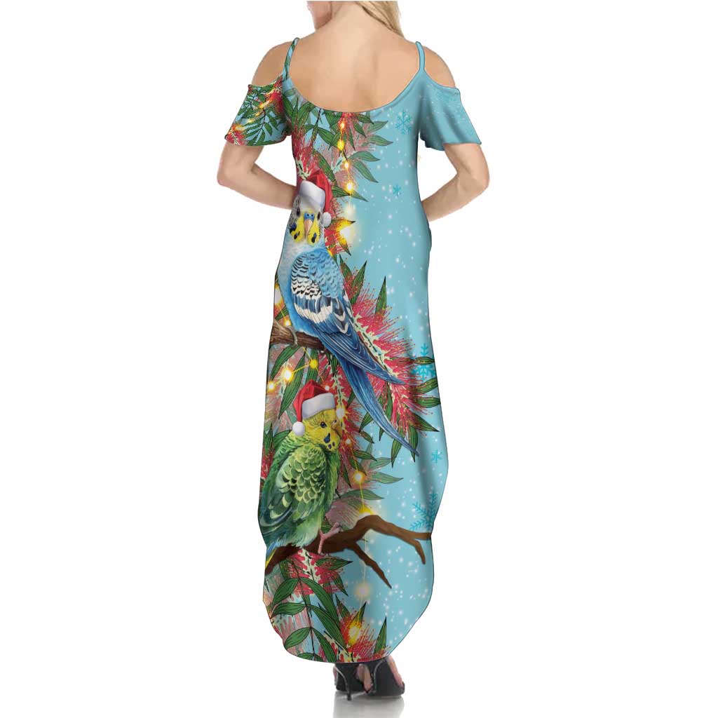 Blue Budgies on Callistemon Family Matching Summer Maxi Dress and Hawaiian Shirt Merry Christmas Aussie - Aussie Hoodie