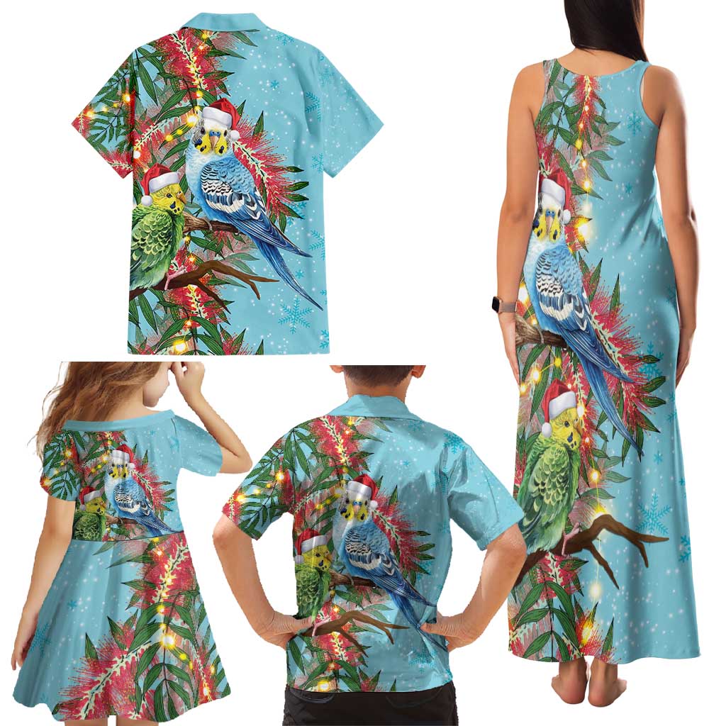 Blue Budgies on Callistemon Family Matching Tank Maxi Dress and Hawaiian Shirt Merry Christmas Aussie - Aussie Hoodie