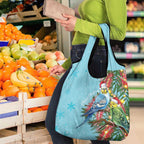 Blue Budgies on Callistemon Grocery Bag Merry Christmas Aussie - Aussie Hoodie