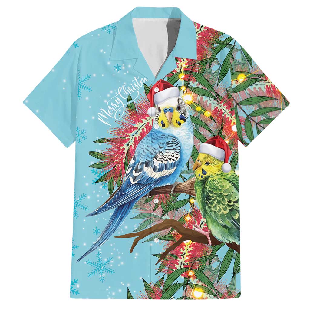 Blue Budgies on Callistemon Hawaiian Shirt Merry Christmas Aussie - Aussie Hoodie