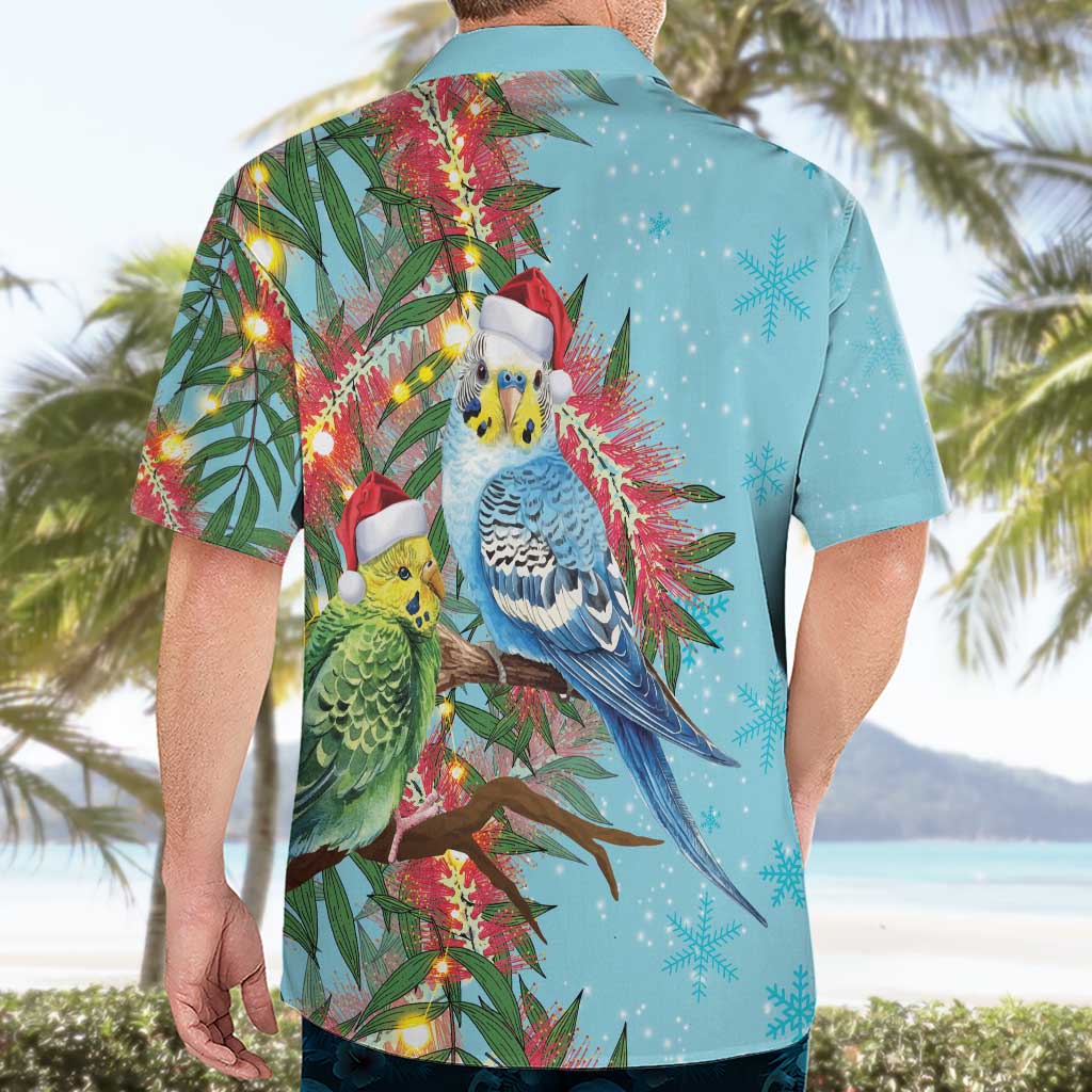 Blue Budgies on Callistemon Hawaiian Shirt Merry Christmas Aussie - Aussie Hoodie