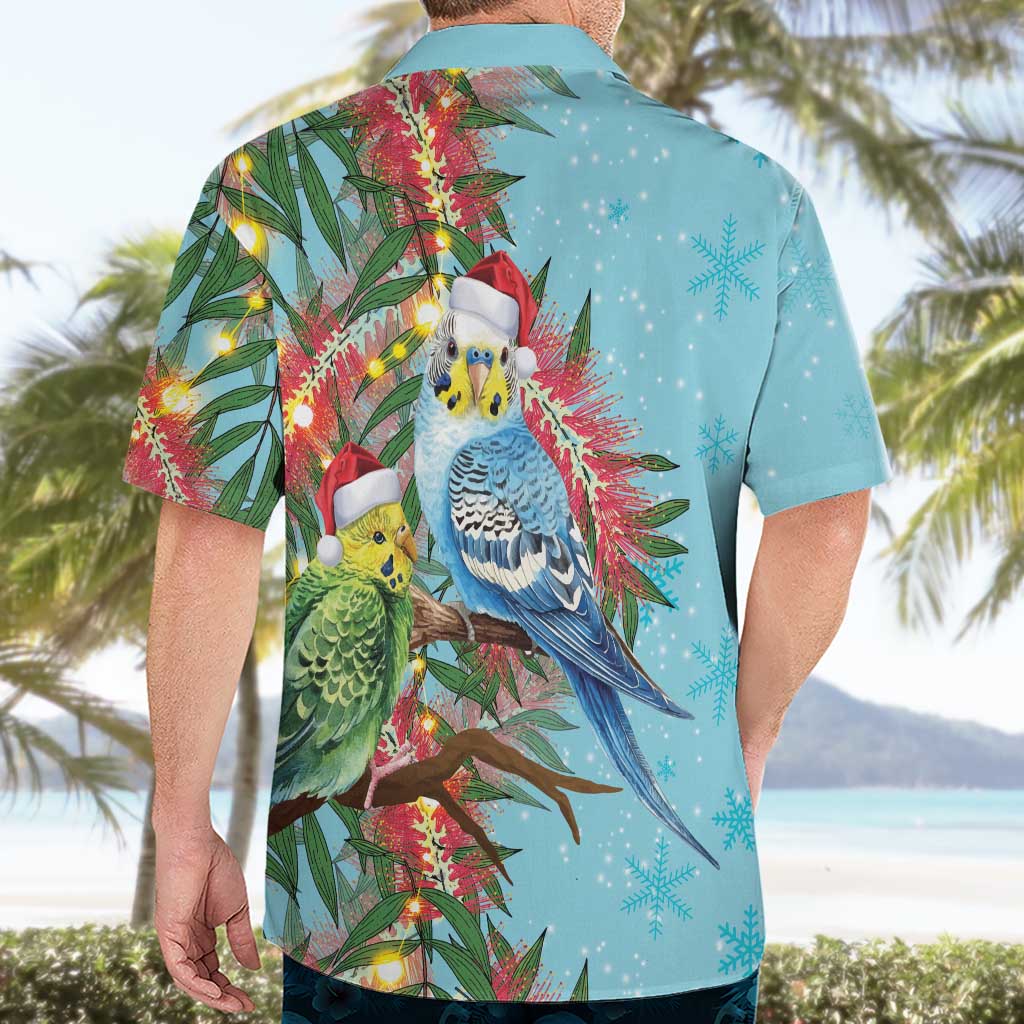 Blue Budgies on Callistemon Hawaiian Shirt Merry Christmas Aussie - Aussie Hoodie