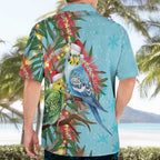 Blue Budgies on Callistemon Hawaiian Shirt Merry Christmas Aussie - Aussie Hoodie