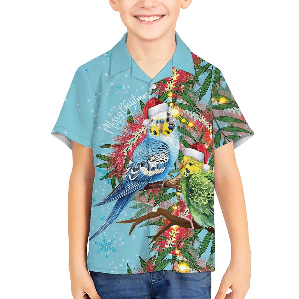 Blue Budgies on Callistemon Hawaiian Shirt Merry Christmas Aussie - Aussie Hoodie