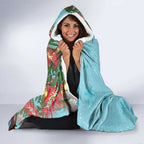 Blue Budgies on Callistemon Hooded Blanket Merry Christmas Aussie - Aussie Hoodie