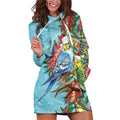 Blue Budgies on Callistemon Hoodie Dress Merry Christmas Aussie - Aussie Hoodie