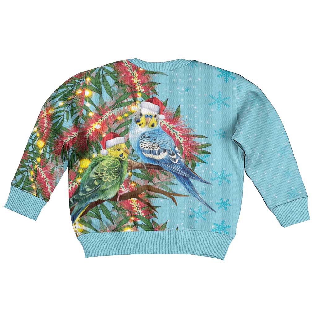 Blue Budgies on Callistemon Kid Ugly Christmas Sweater Merry Christmas Aussie - Aussie Hoodie