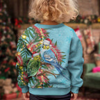 Blue Budgies on Callistemon Kid Ugly Christmas Sweater Merry Christmas Aussie - Aussie Hoodie