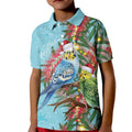 Blue Budgies on Callistemon Kid Polo Shirt Merry Christmas Aussie - Aussie Hoodie