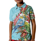 Blue Budgies on Callistemon Kid Polo Shirt Merry Christmas Aussie - Aussie Hoodie