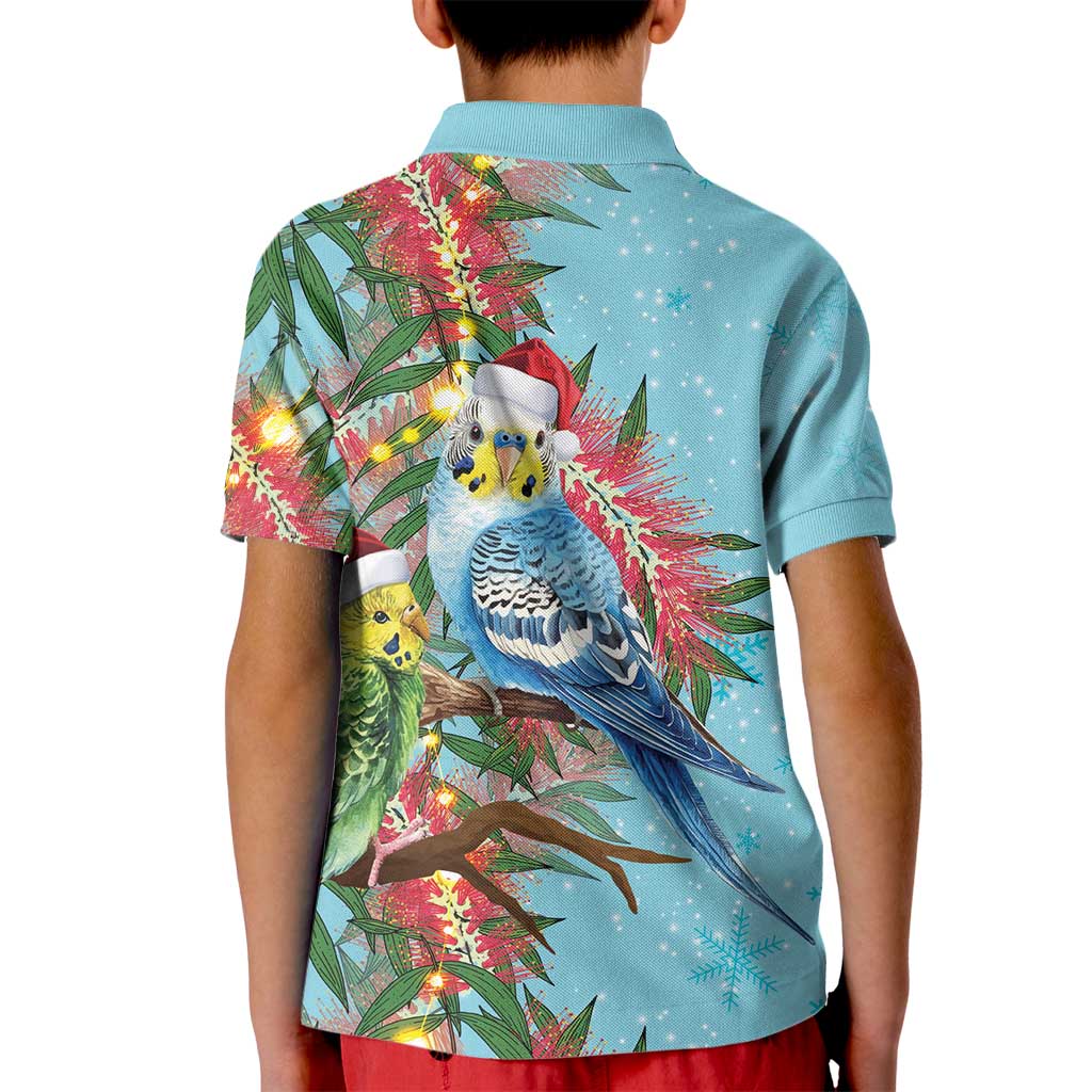 Blue Budgies on Callistemon Kid Polo Shirt Merry Christmas Aussie - Aussie Hoodie