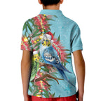 Blue Budgies on Callistemon Kid Polo Shirt Merry Christmas Aussie - Aussie Hoodie