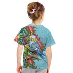 Blue Budgies on Callistemon Kid T Shirt Merry Christmas Aussie - Aussie Hoodie