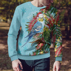 Blue Budgies on Callistemon Ugly Christmas Sweater Merry Christmas Aussie - Aussie Hoodie