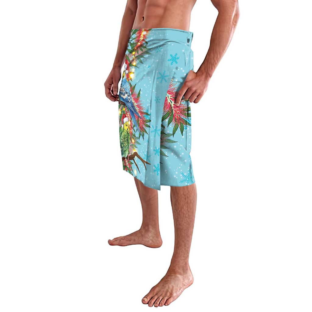 Blue Budgies on Callistemon Lavalava Merry Christmas Aussie - Aussie Hoodie