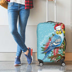 Blue Budgies on Callistemon Luggage Cover Merry Christmas Aussie - Aussie Hoodie