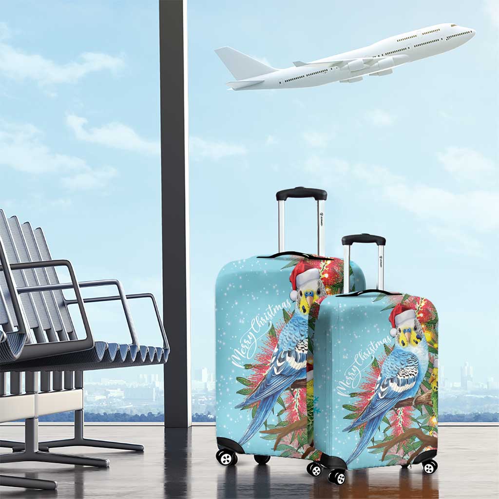 Blue Budgies on Callistemon Luggage Cover Merry Christmas Aussie - Aussie Hoodie