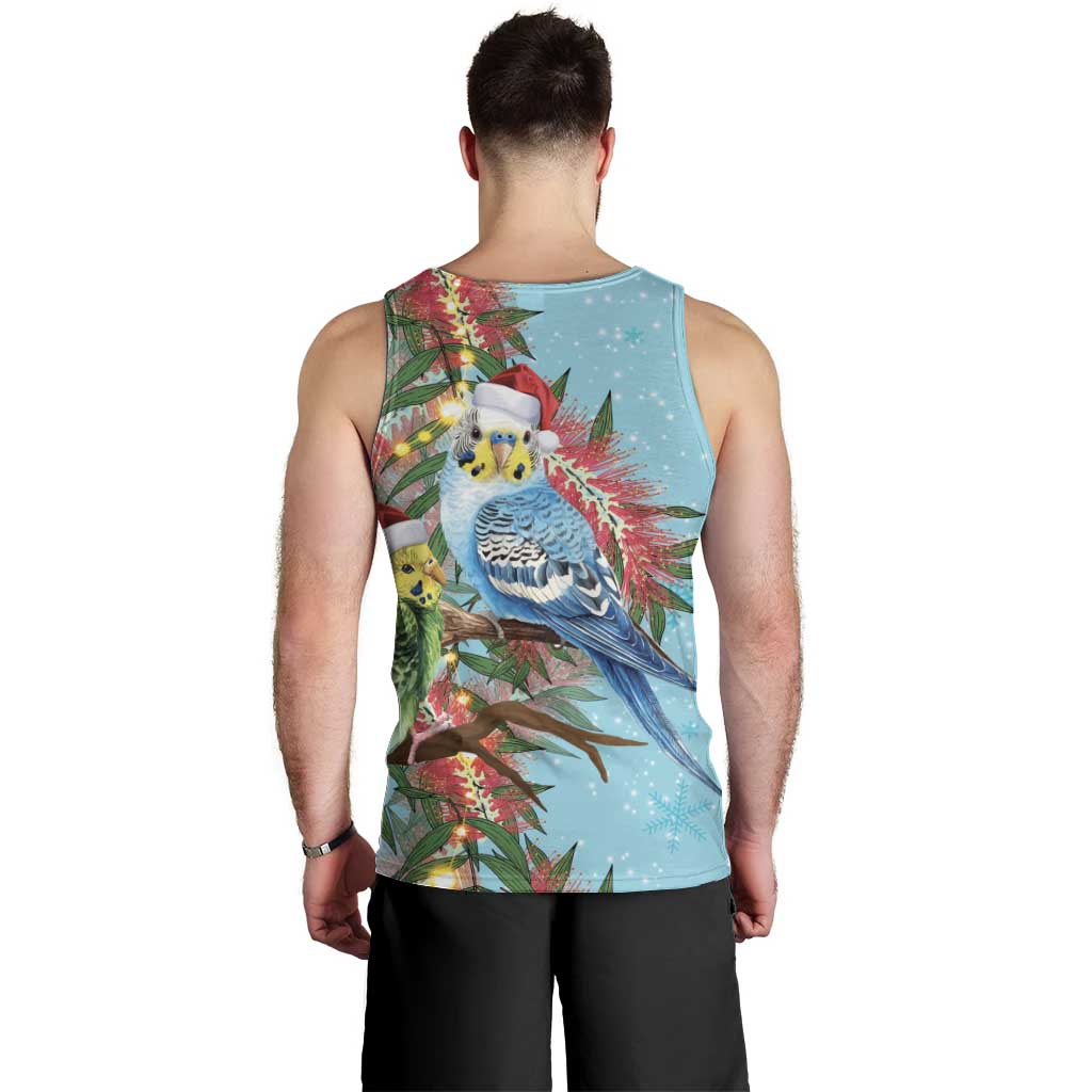 Blue Budgies on Callistemon Men Tank Top Merry Christmas Aussie - Aussie Hoodie