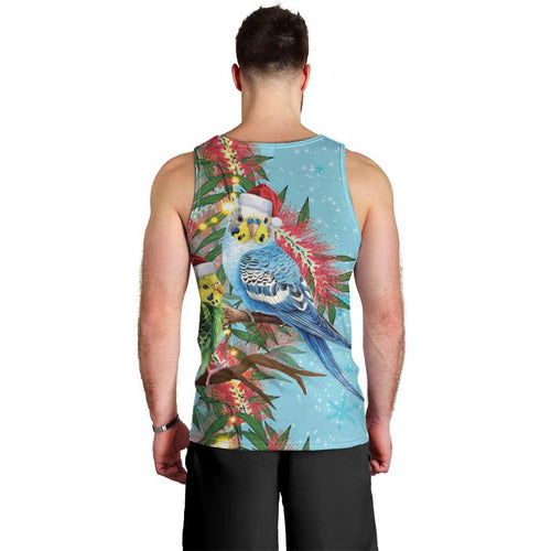 Blue Budgies on Callistemon Men Tank Top Merry Christmas Aussie - Aussie Hoodie