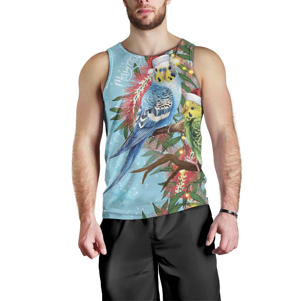 Blue Budgies on Callistemon Men Tank Top Merry Christmas Aussie - Aussie Hoodie