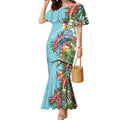 Blue Budgies on Callistemon Mermaid Dress Merry Christmas Aussie - Aussie Hoodie