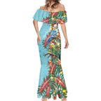 Blue Budgies on Callistemon Mermaid Dress Merry Christmas Aussie - Aussie Hoodie