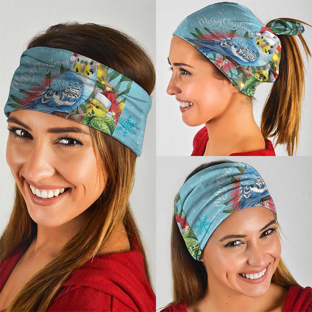 Blue Budgies on Callistemon Neck Gaiter Merry Christmas Aussie - Aussie Hoodie