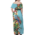 Blue Budgies on Callistemon Off Shoulder Maxi Dress Merry Christmas Aussie - Aussie Hoodie