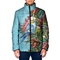 Blue Budgies on Callistemon Padded Jacket Merry Christmas Aussie - Aussie Hoodie