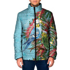 Blue Budgies on Callistemon Padded Jacket Merry Christmas Aussie - Aussie Hoodie