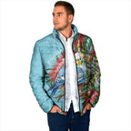Blue Budgies on Callistemon Padded Jacket Merry Christmas Aussie - Aussie Hoodie